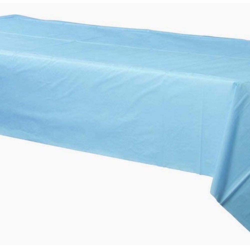 Blue Rectangular Plastic Table Cover - Picture 3 of 5